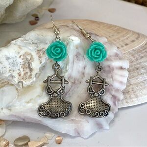 Boho Aqua Floral Unmentionables Earrings
